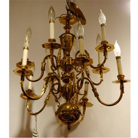 Appraisal: Dutch Baroque Style Brass Ten-Light Chandelier Estimate -