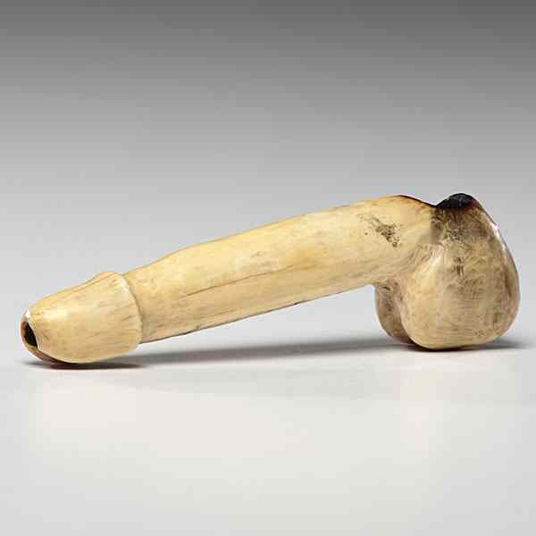 Appraisal: Scrimshaw Pipe th century A walrus ivory pipe in the