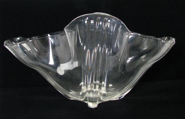 Appraisal: Pinched form Steuben crystal bowl signed on underside inches long