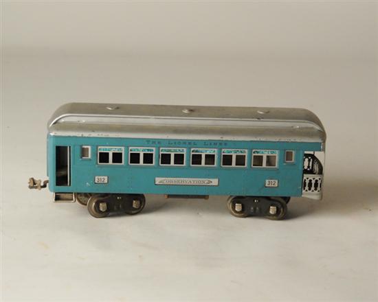 Appraisal: Lionel Standard Gauge Observation Car pale blue body silver roof