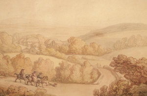 Appraisal: Thomas Rowlandson - - Group of riders on horseback in