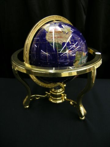 Appraisal: Brass and inlaid stone globe high table top size with