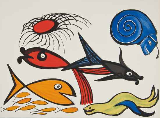 Appraisal: Alexander Calder - Sea Creatures from Out Unfinished Revolu lithograph