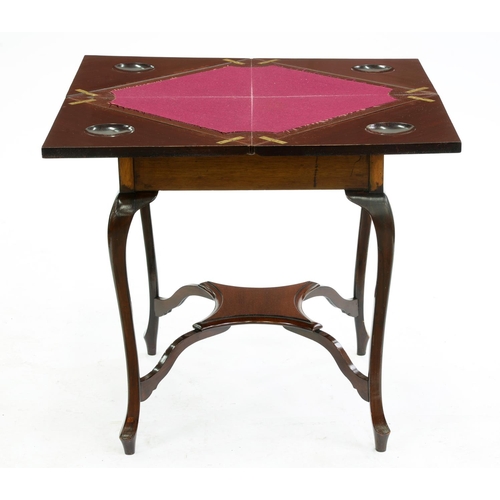 Appraisal: An Edwardian mahogany envelope top card table cm h More