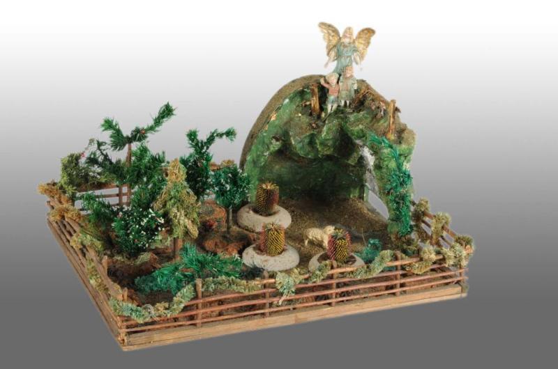 Appraisal: Elastolin Manger on Wooden Platform Description Great landscape with trees