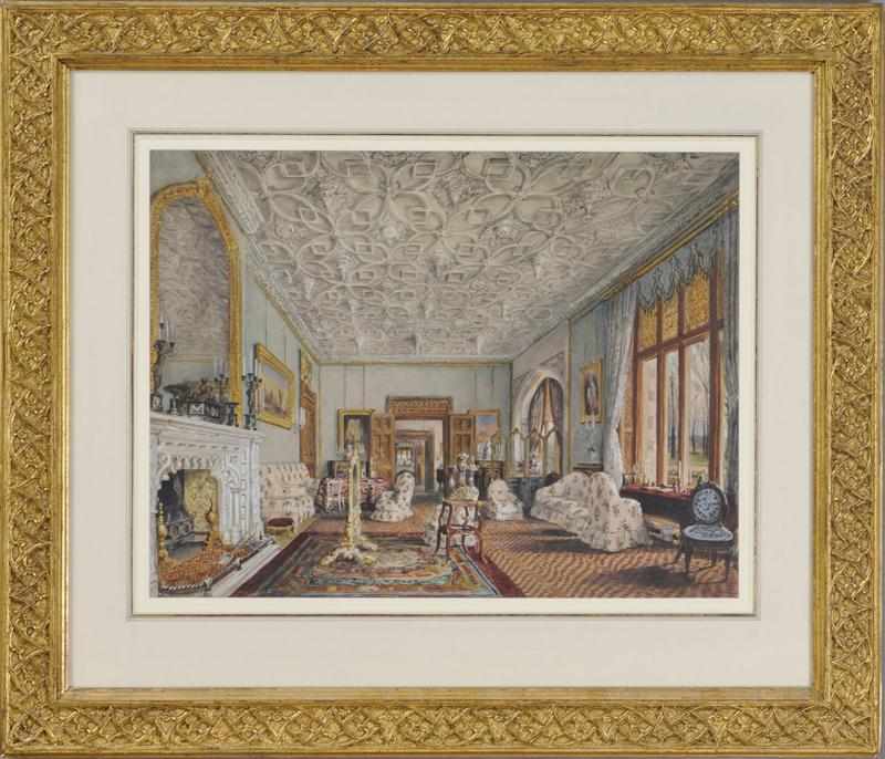 Appraisal: THOMAS M BAYNES - A DRAWING ROOM IN THE GOTHIC