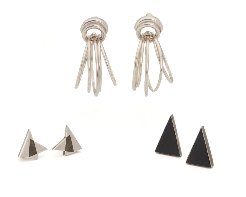 Appraisal: A group of Antonio Pineda silver earrings - - and