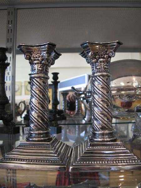 Appraisal: PAIR OF WHITEHILL SILVER PLATE CANDLE STICKS