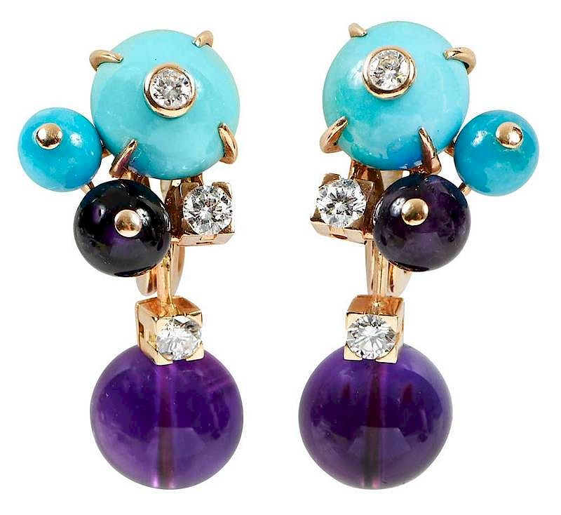 Appraisal: Cartier kt Gold Delices De Goa Earrings each with amethyst