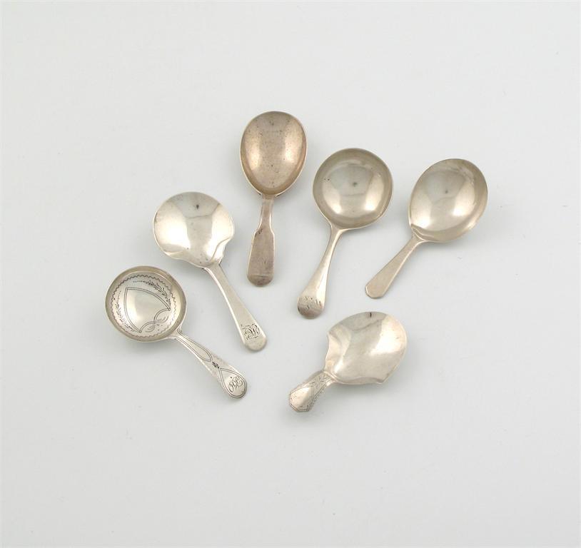 Appraisal: A collection of six antique silver caddy spoons