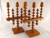 Appraisal: A pair of Soviet bobbin turned wooden candelabra probably s