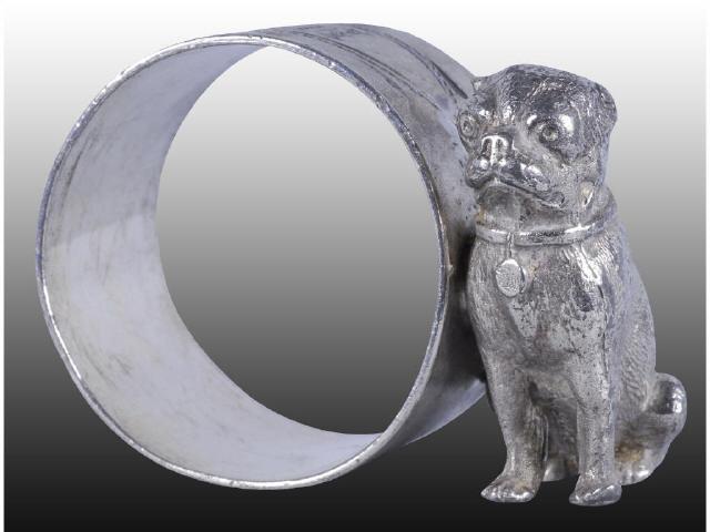 Appraisal: Tiny Pug Dog Sitting Figural Napkin Ring Description Tiny pug