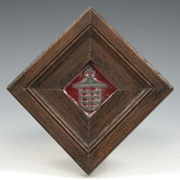 Appraisal: American Encaustic Tile Co AET tile with lantern in oak