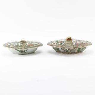 Appraisal: Grouping of Two Antique Chinese Rose Medallion Porcelain Covered Serving