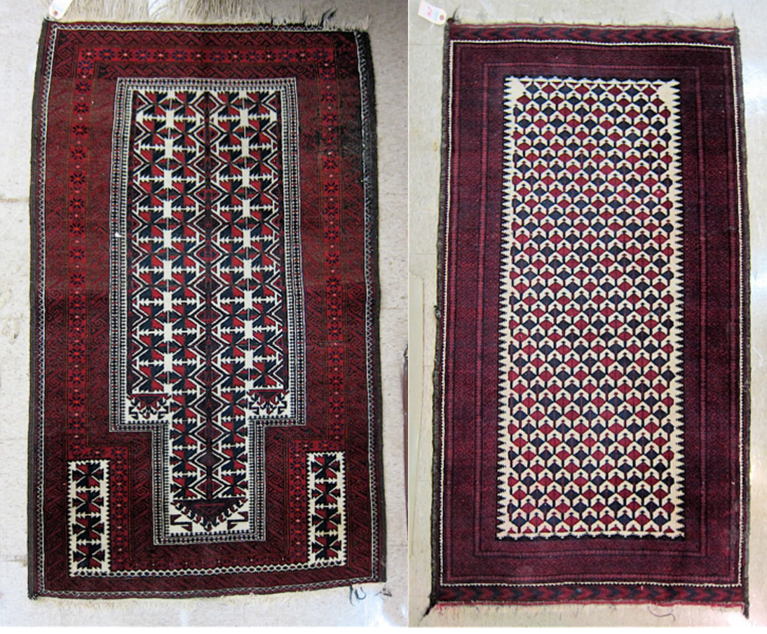 Appraisal: TWO HAND KNOTTED BELOUCHI TRIBAL AREA RUGS ' x '