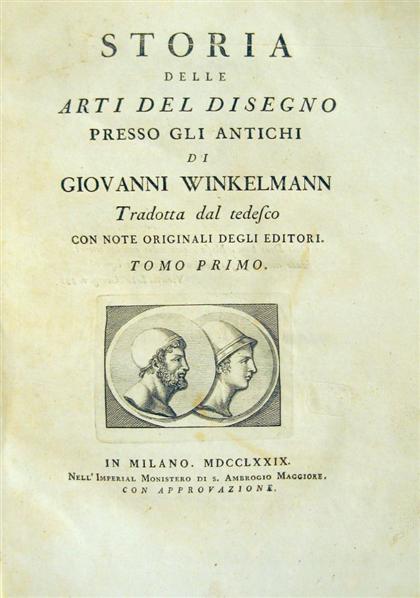 Appraisal: vols Wincklemann Johann Joachim Storia dell Arti del Disegno Presso