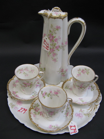 Appraisal: FRENCH HAVILAND LIMOGES PORCELAIN CHOCOLATE SET service for in the