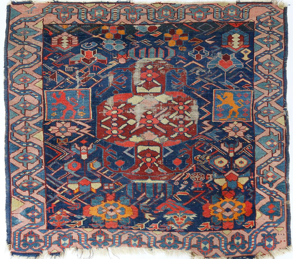 Appraisal: th Century Caucasian Tribal Mat th Century Caucasian Tribal Mat