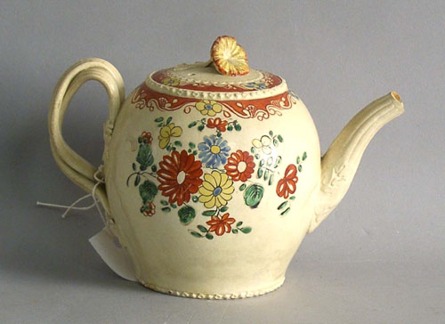 Appraisal: English creamware teapot th th c h