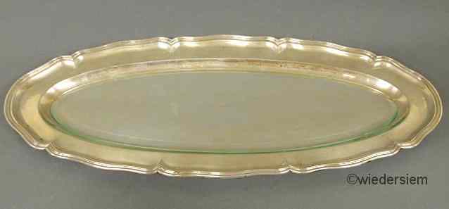 Appraisal: Continental hallmarked silver fish platter with a beveled glass insert