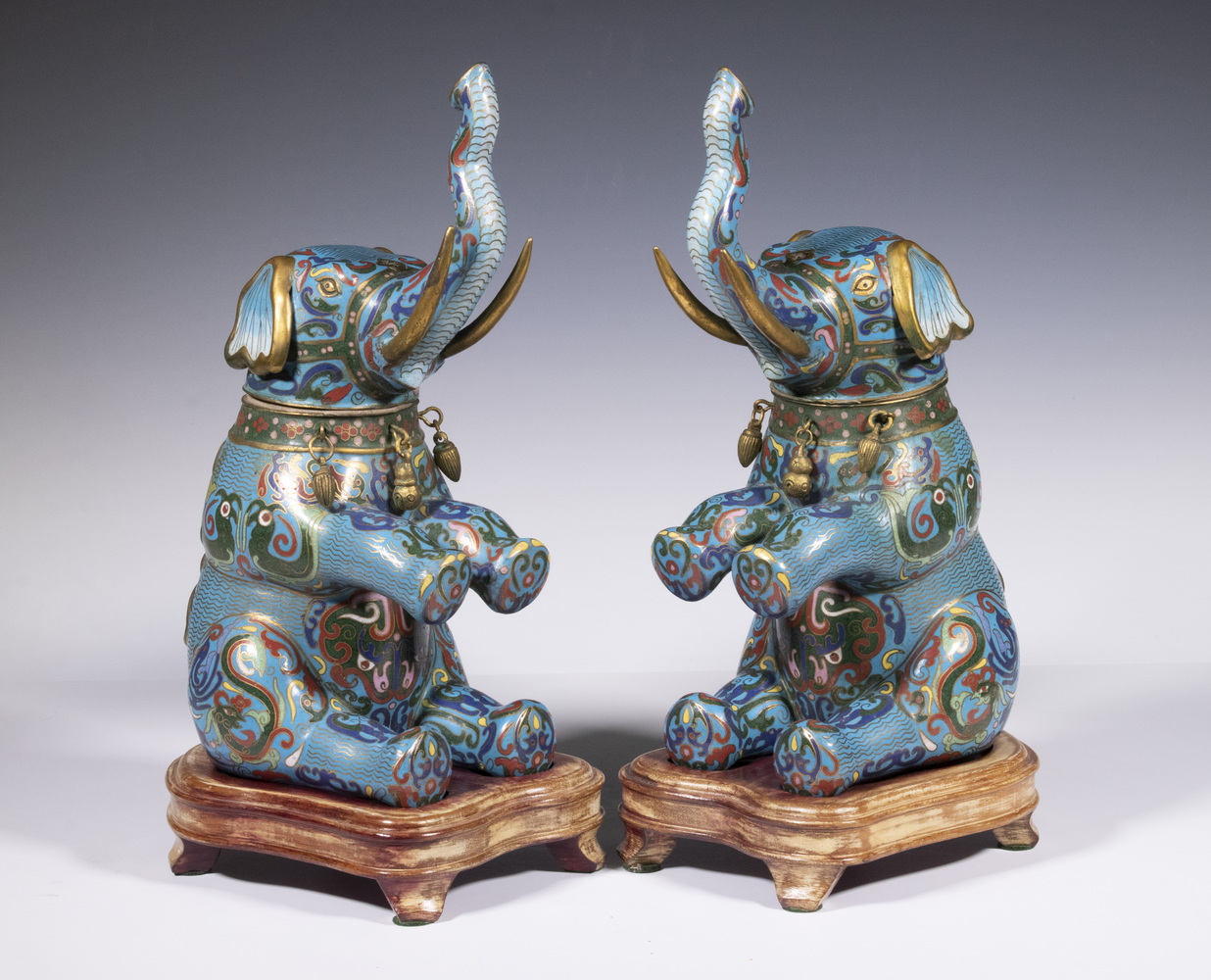 Appraisal: PR CHINESE CLOISONNE ELEPHANT JARS Pair of Enamel on Brass