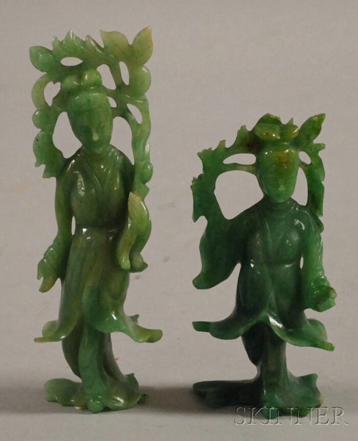 Appraisal: Two Jade Figures China th century each carved as a