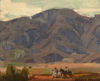 Appraisal: Edgar Alwin Payne Sierra landscape with two figures on horseback