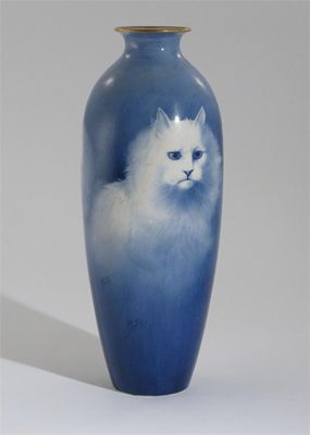 Appraisal: A Continental pottery vase printed in blue on a white