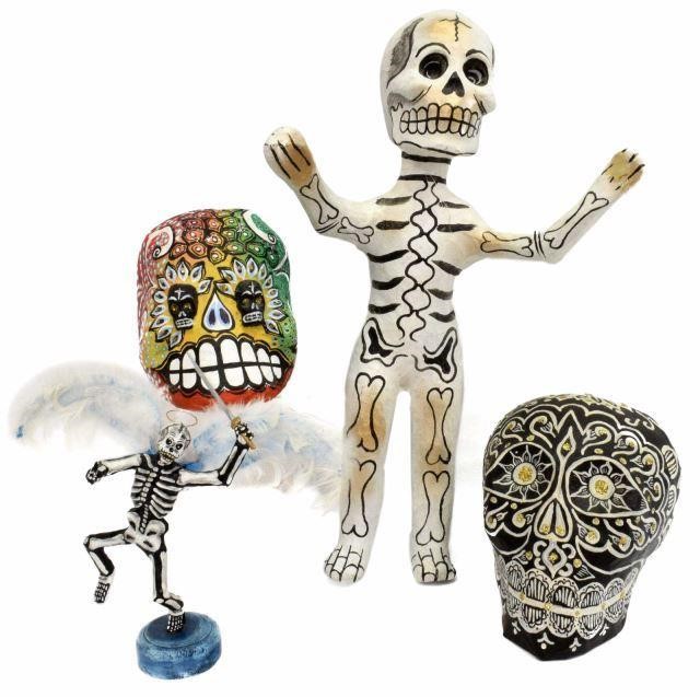 Appraisal: lot of Folk art Day of the Dead painted papier-mache