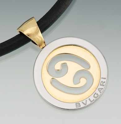 Appraisal: A Bulgari k Gold and Steel Cancer Zodiac Sign Pendant