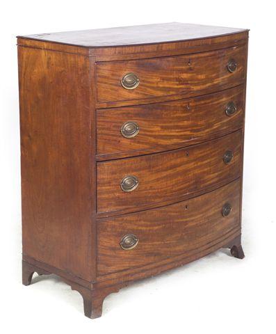 Appraisal: REGENCY MAHOGANY BOW-FRONTED CHEST OF DRAWERS with four long graduated