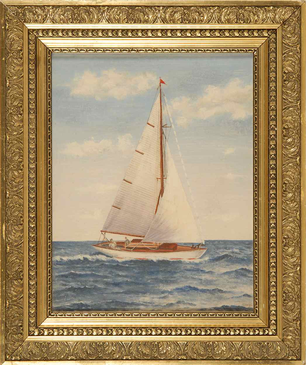 Appraisal: CAL DIEHLAmerican th CenturyWianno under sail with two figures on