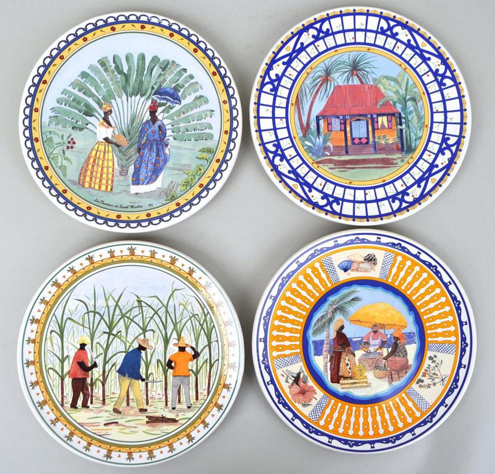 Appraisal: Boxed Set St Martin Painted Plates Folk Scenes Group of