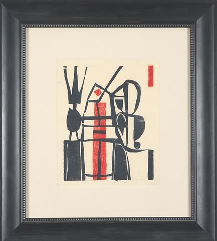 Appraisal: Modernist composition woodblock x SLL Hankins dated Artist American -