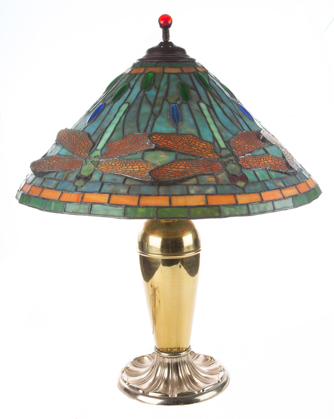 Appraisal: Tiffany style table lamp with dragonfly shade first half- th