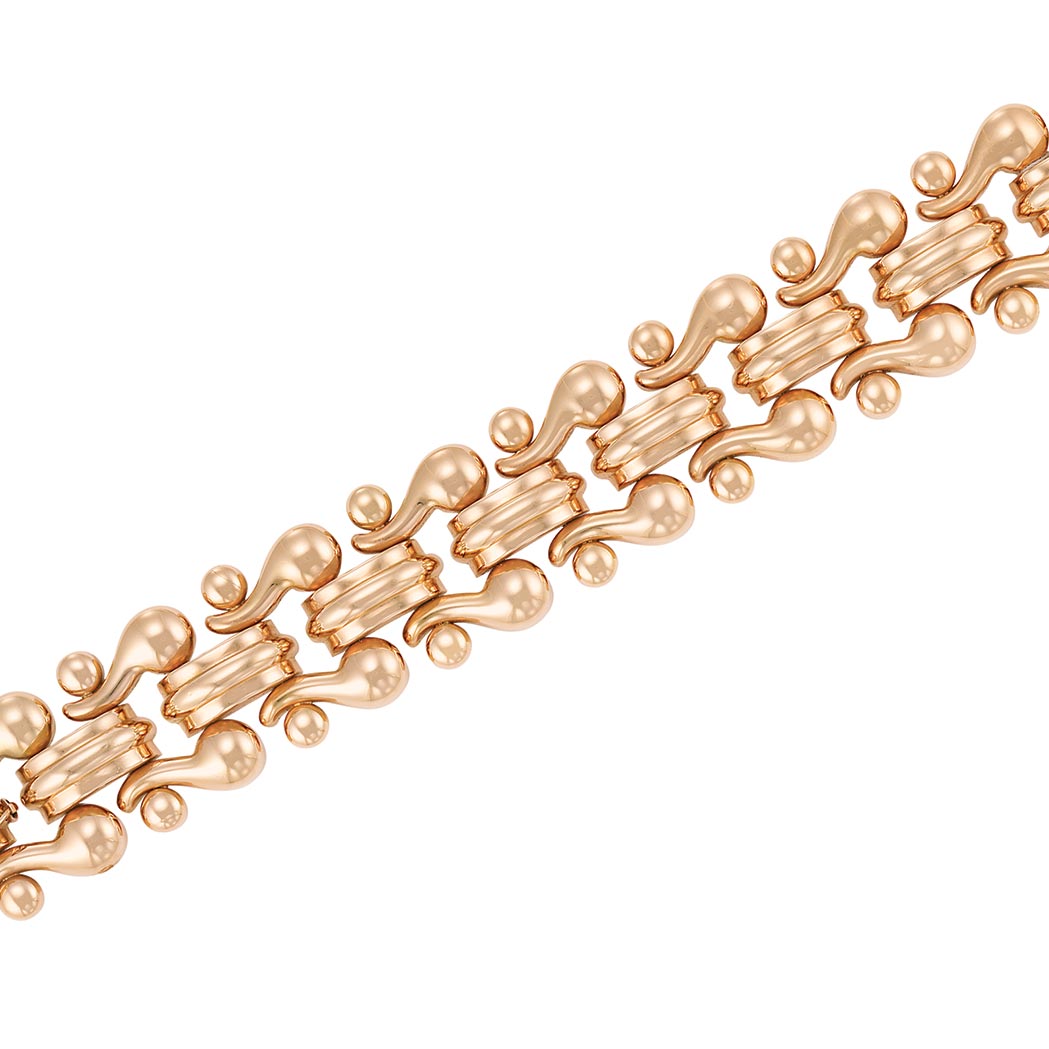 Appraisal: Rose Gold Bracelet kt the bracelet centering a line of