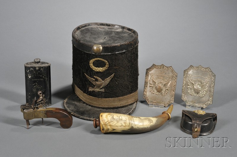 Appraisal: Seven Assorted Military Items America th century a small engraved