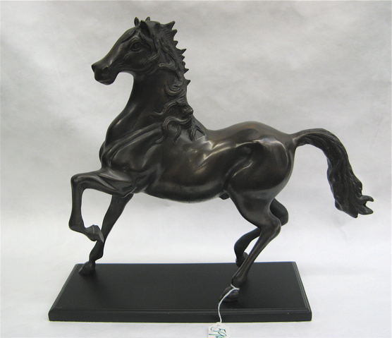 Appraisal: A CONTEMPORARY BRONZE SCULPTURE OF A HORSE with one leg