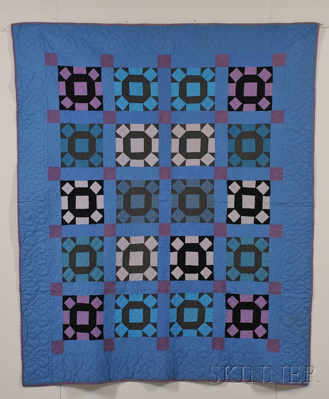 Appraisal: Pieced Cotton Geometric Quilt America probably mid- th century probably