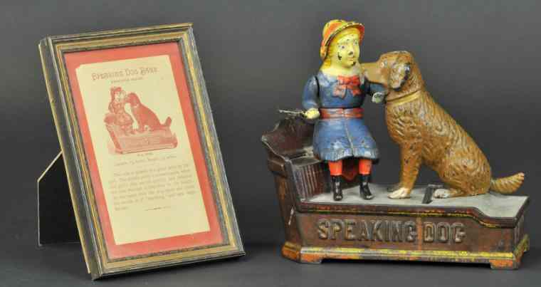 Appraisal: SPEAKING DOG MECHANICAL BANK Blue dress Shepard Hardware Co designed