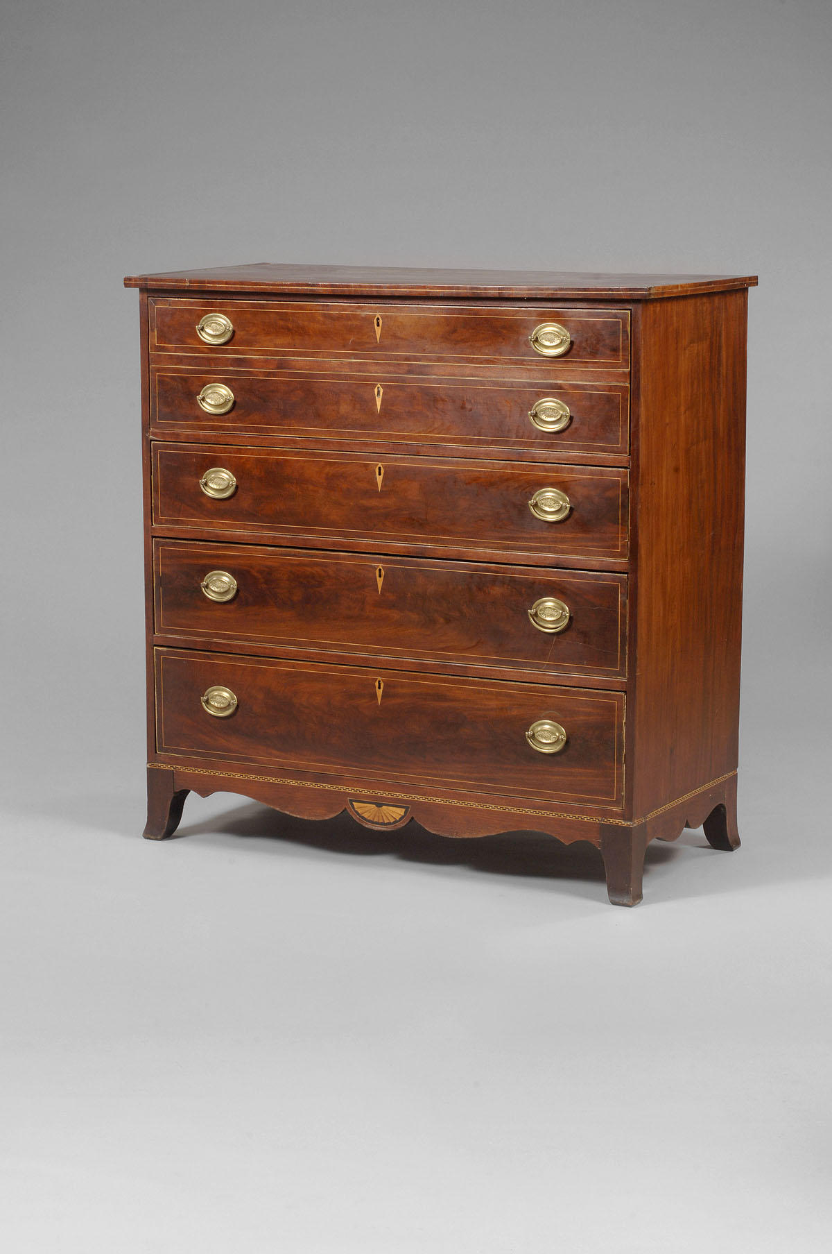 Appraisal: NEW YORK FEDERAL INLAID MAHOGANY TALL CHEST OF DRAWERS The