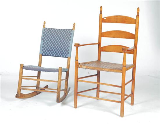 Appraisal: TWO SHAKER CHAIRS American late th century and probably unmarked