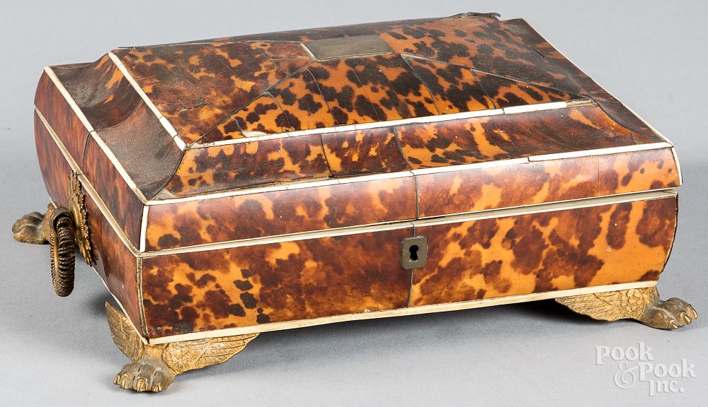 Appraisal: Tortoiseshell sewing box th c Tortoiseshell sewing box th c