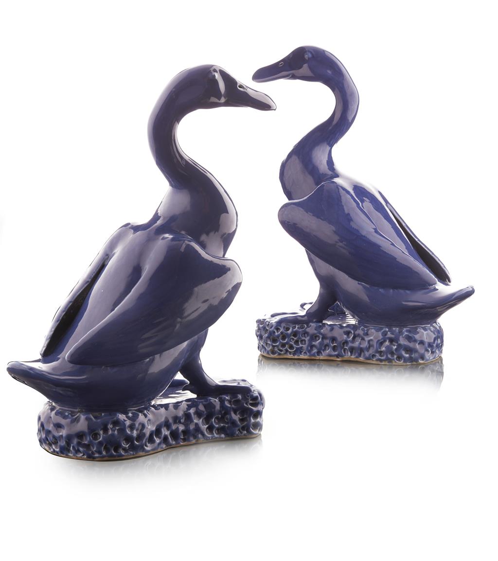 Appraisal: PAIR OF PORCELAIN MODELS OF GEESE QING DYNASTY LATE TH