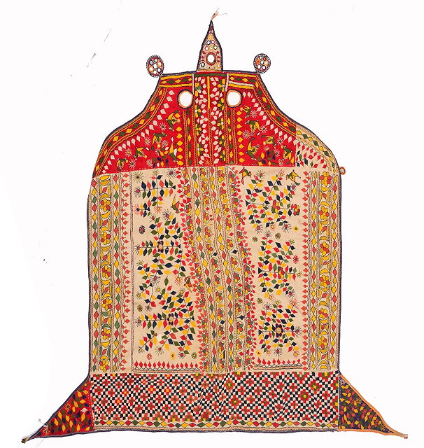 Appraisal: AN INDIAN KATHIAWAR HORSES HEAD AND NECK COVER with embroidered