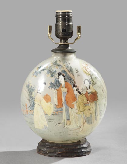 Appraisal: Unusual Chinese Reverse-Painted Glass Flask first quarter th century of