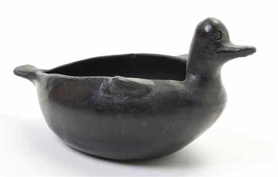 Appraisal: A Blackware Pottery Vase in the form of a duck