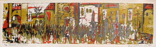 Appraisal: Property of various owners Umbrian Procession Color silkscreen signed dated