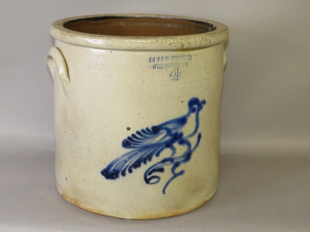 Appraisal: GALLON COBALT DECORATED JA CW UNDERWOOD STONEWca salt glazed cylindrical