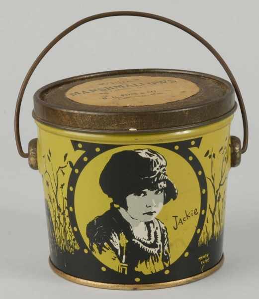 Appraisal: Jackie Coogan White Marshmallow Candy Tin Description With wonderful lithography